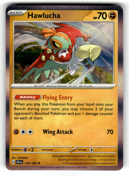 Hawlucha – 118/198 SVI: SV01: Scarlet & Violet Base Set Rare Holo NM