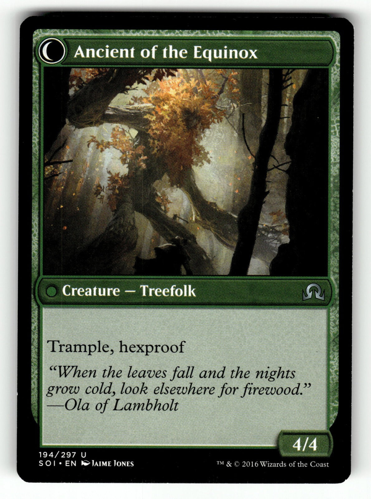 Autumnal Gloom – 194 SOI: Shadows over Innistrad U LP (Back)