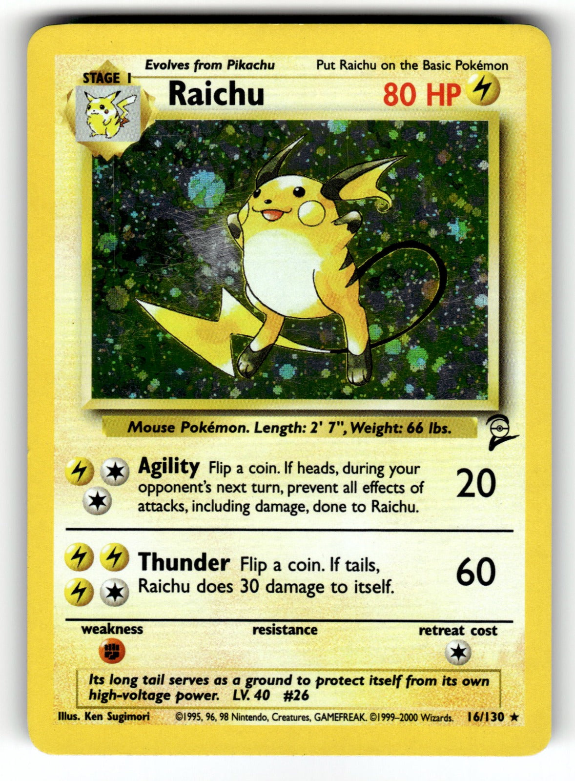 Raichu – 016/130 BS2: Base Set 2 Holo Rare HoloMP