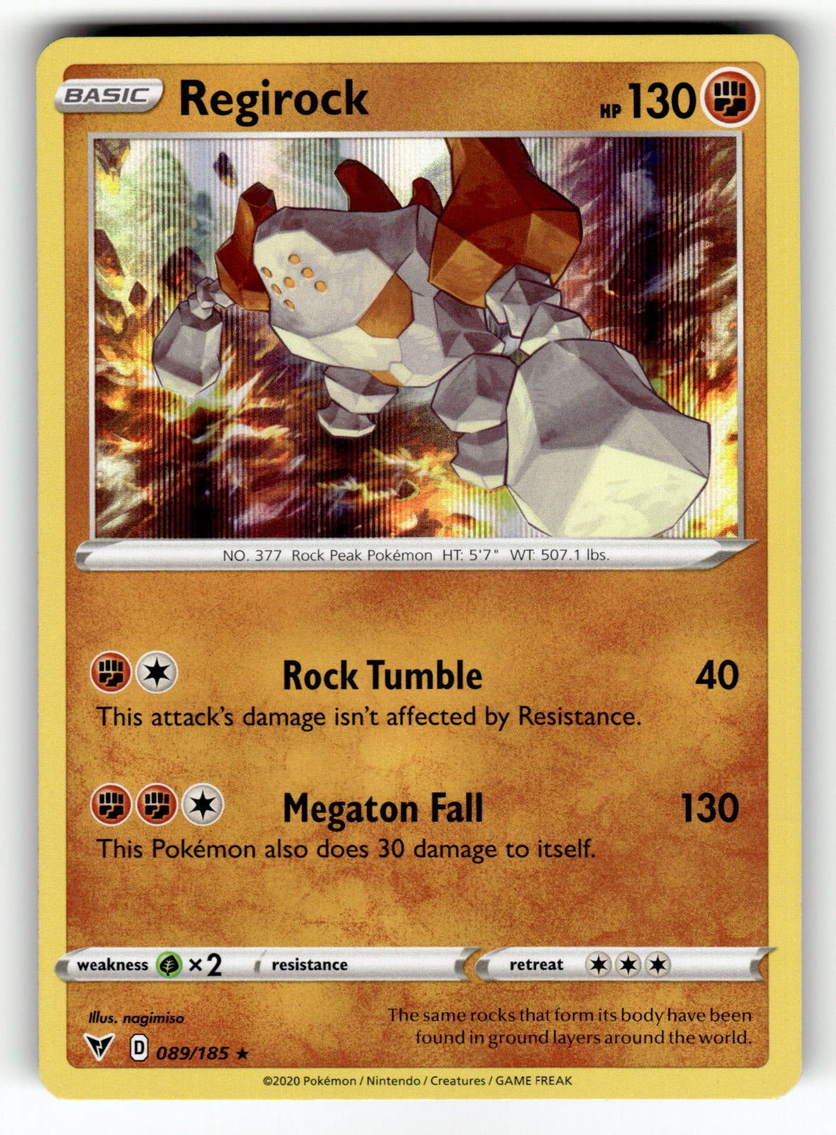 Regirock – 089/185 SWSH04: SWSH04: Vivid Voltage Holo Rare NM