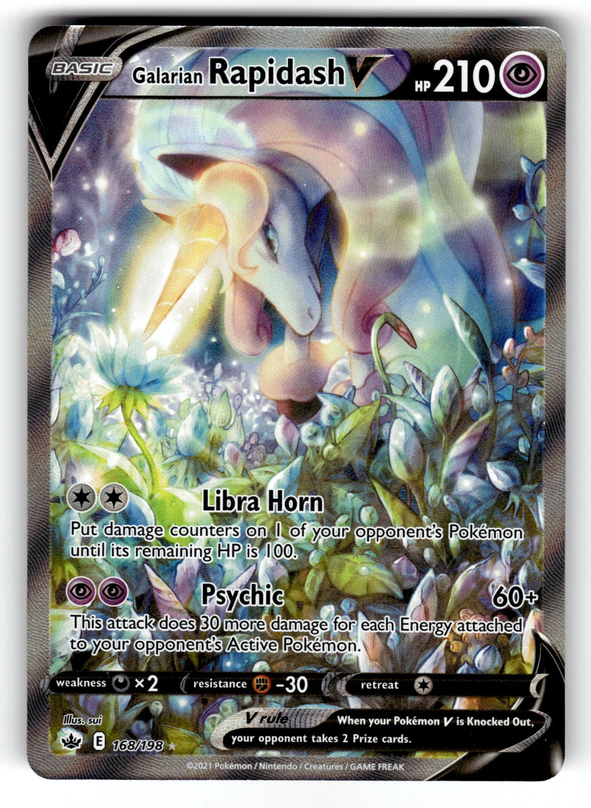 Galarian Rapidash V (Alternate Full Art) – 168/198 SWSH06: SWSH06: Chilling Reign Ultra Rare Holo NM