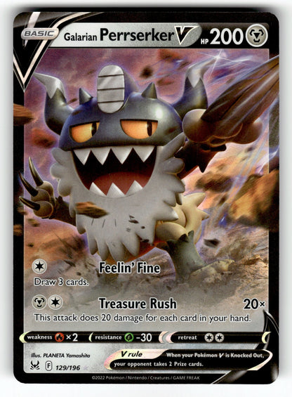 Galarian Perrserker V – 129/196 SWSH11: SWSH11: Lost Origin Ultra Rare Holo NM