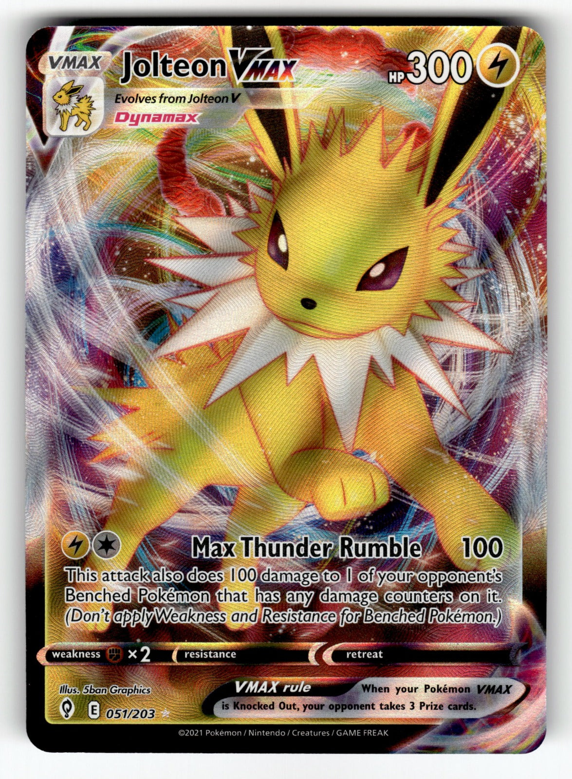 Jolteon VMAX – 051/203 SWSH07: SWSH07: Evolving Skies Ultra Rare Holo NM