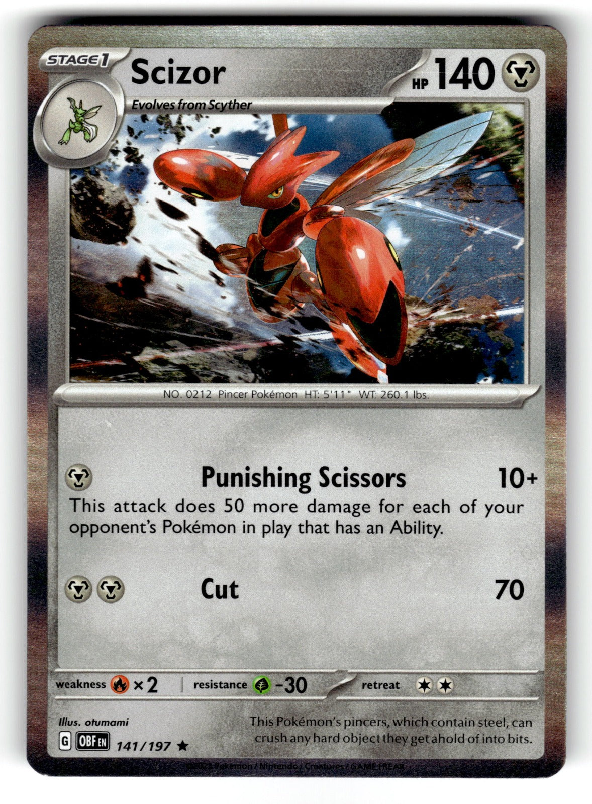 Scizor – 141/197 OBF: SV03: Obsidian Flames Rare Holo NM