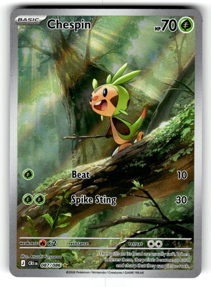 Chespin – 087/086 CRI: ME04: Chaos Rising Illustration Rare Holo NM