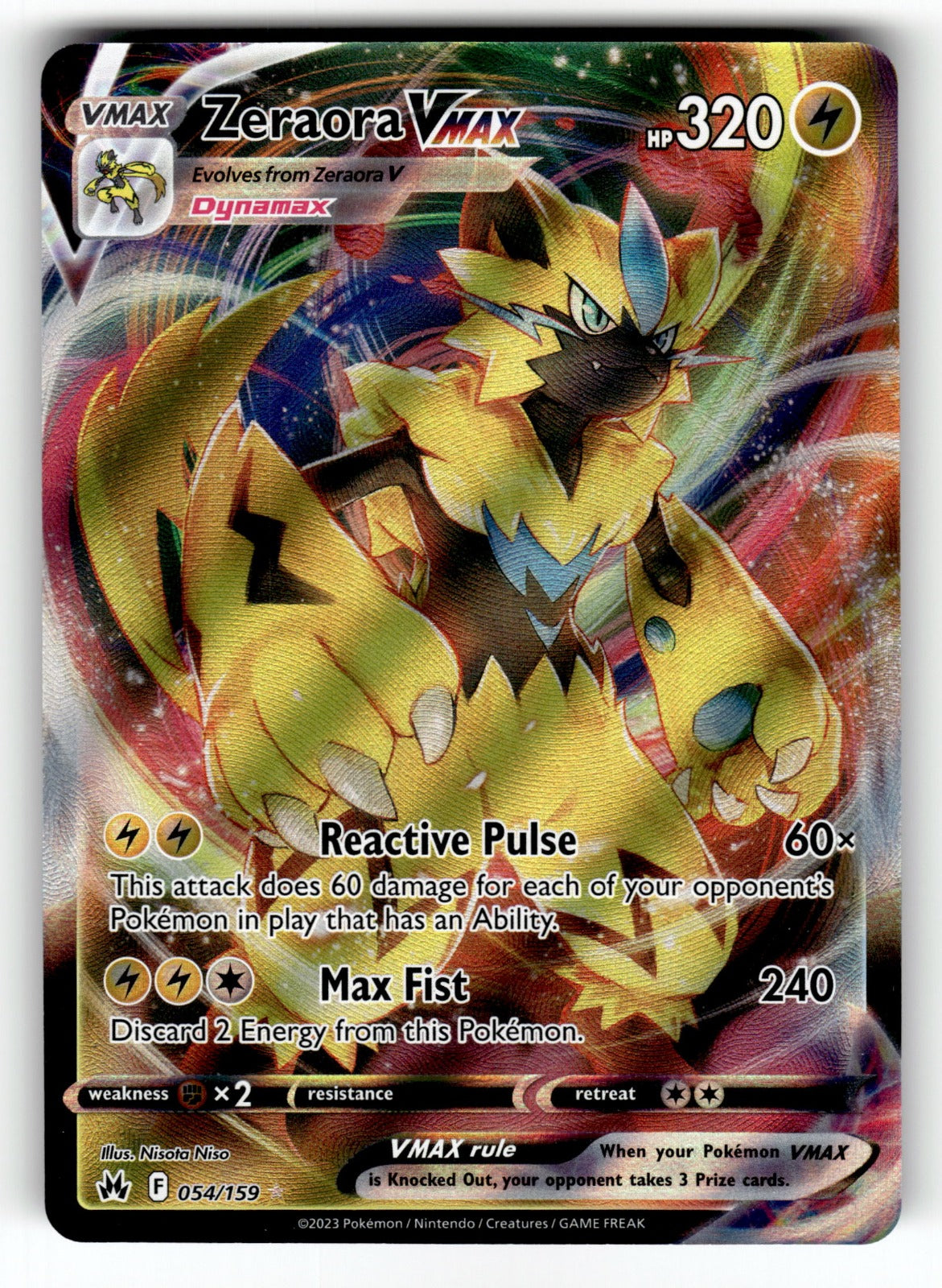 Zeraora VMAX – 054/159 CRZ: SWSH: Crown Zenith Ultra Rare Holo NM