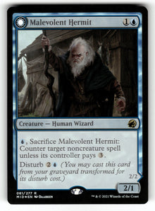 Malevolent Hermit – 61 MID: Innistrad: Midnight Hunt R Foil NM