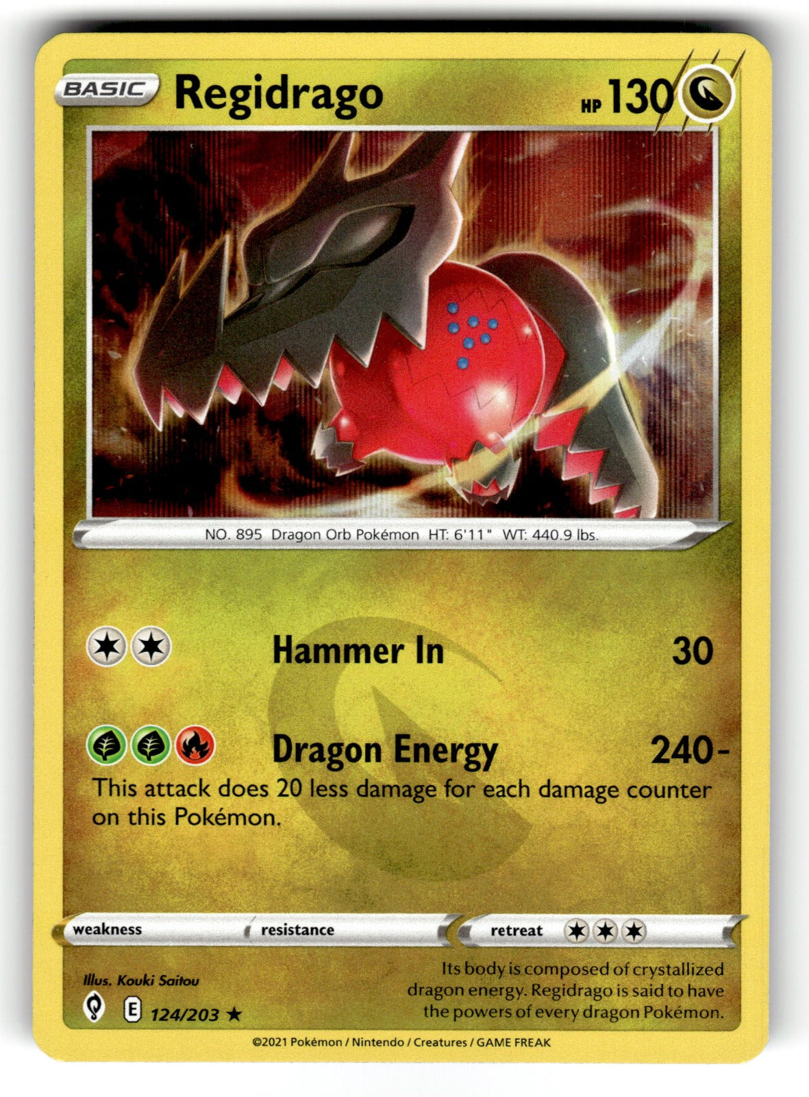 Regidrago – 124/203 SWSH07: SWSH07: Evolving Skies Holo Rare NM