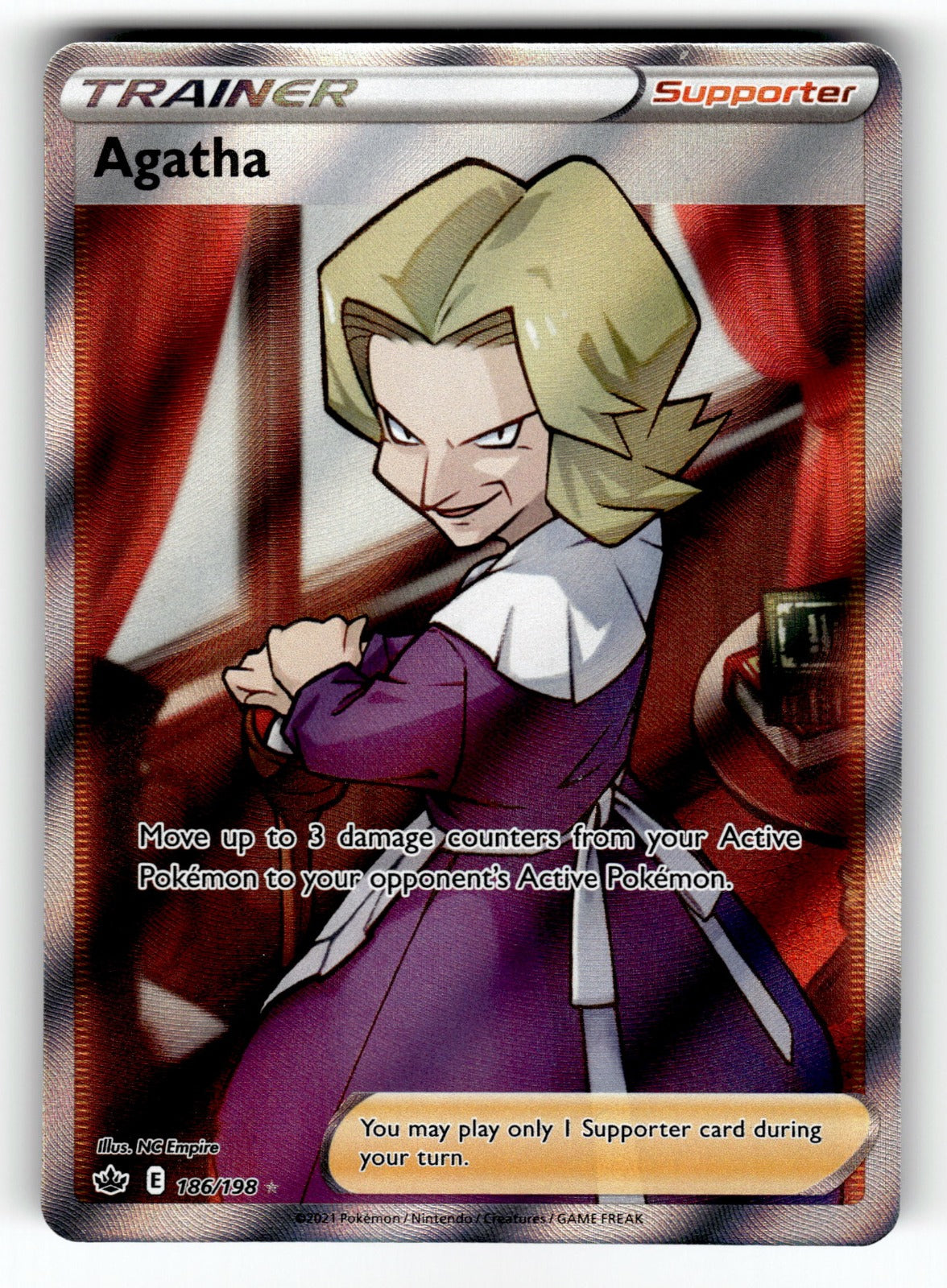 Agatha (Full Art) – 186/198 SWSH06: SWSH06: Chilling Reign Ultra Rare HoloNM