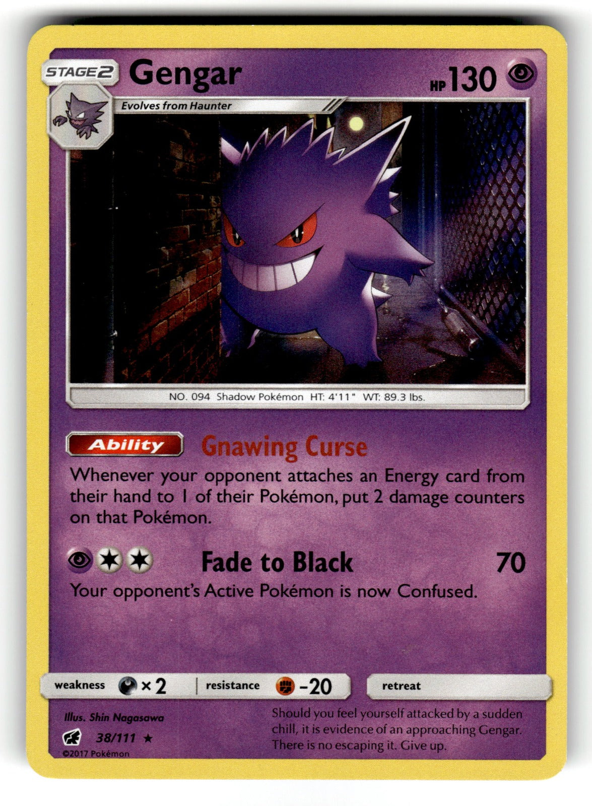 Gengar – 38/111 SM04: SM - Crimson Invasion Holo Rare LP