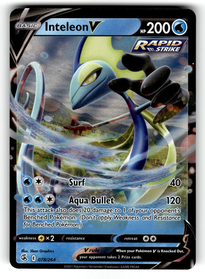 Inteleon V – 078/264 SWSH08: SWSH08: Fusion Strike Ultra Rare Holo NM