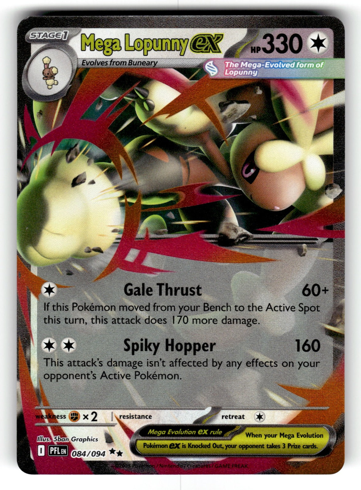 Mega Lopunny ex – 084/094 PFL: ME02: Phantasmal Flames Double Rare Holo NM