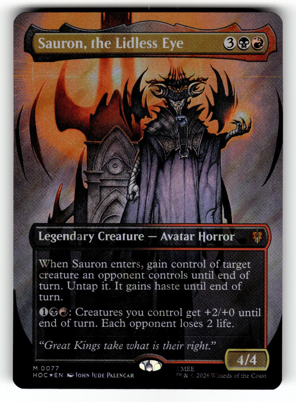 Sauron, the Lidless Eye (Borderless) (Surge Foil) – 77 HOC: The Hobbit: Eternal-Legal M NM