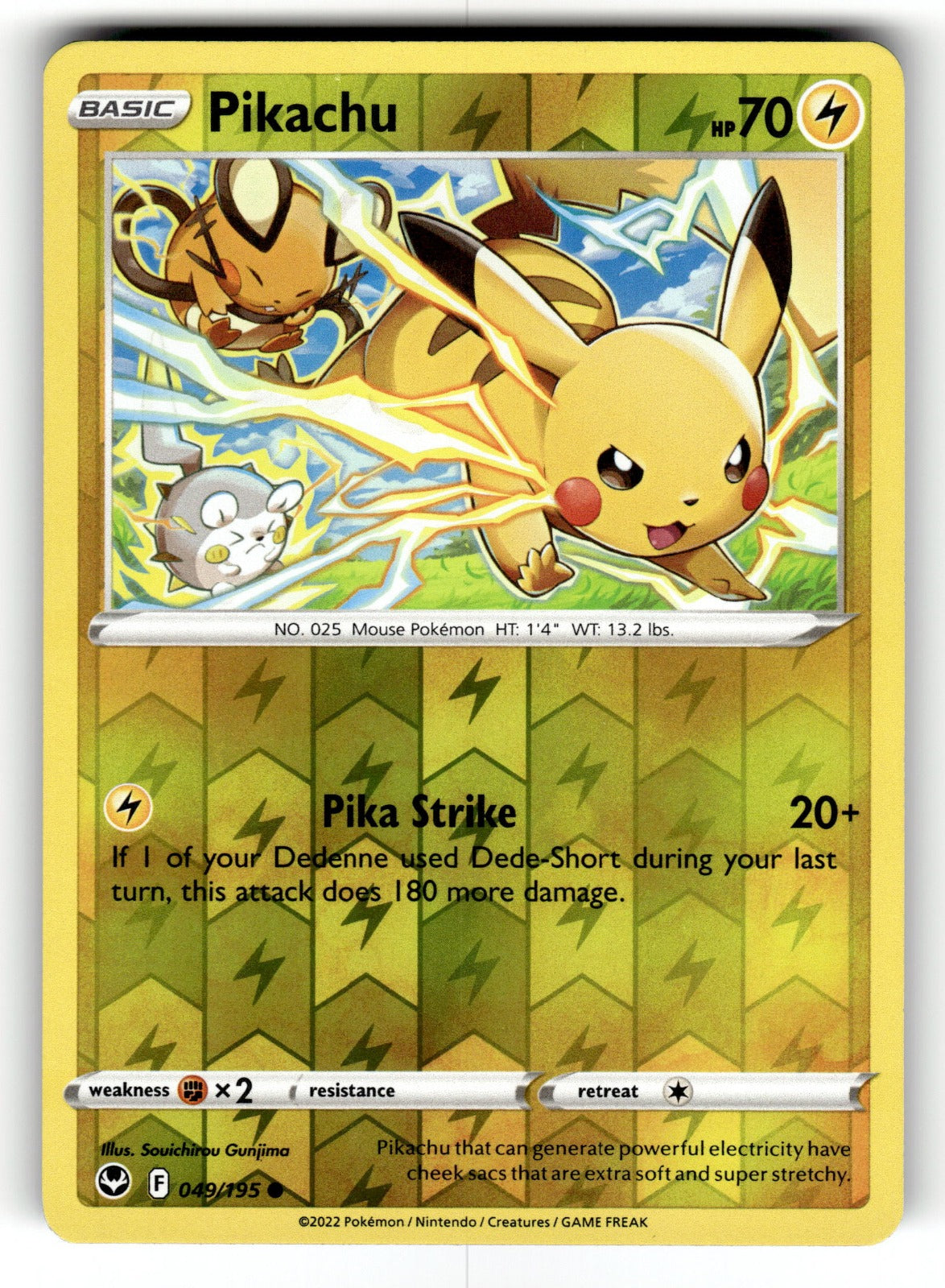 Pikachu – 049/195 SWSH12: SWSH12: Silver Tempest Common Reverse Holo NM