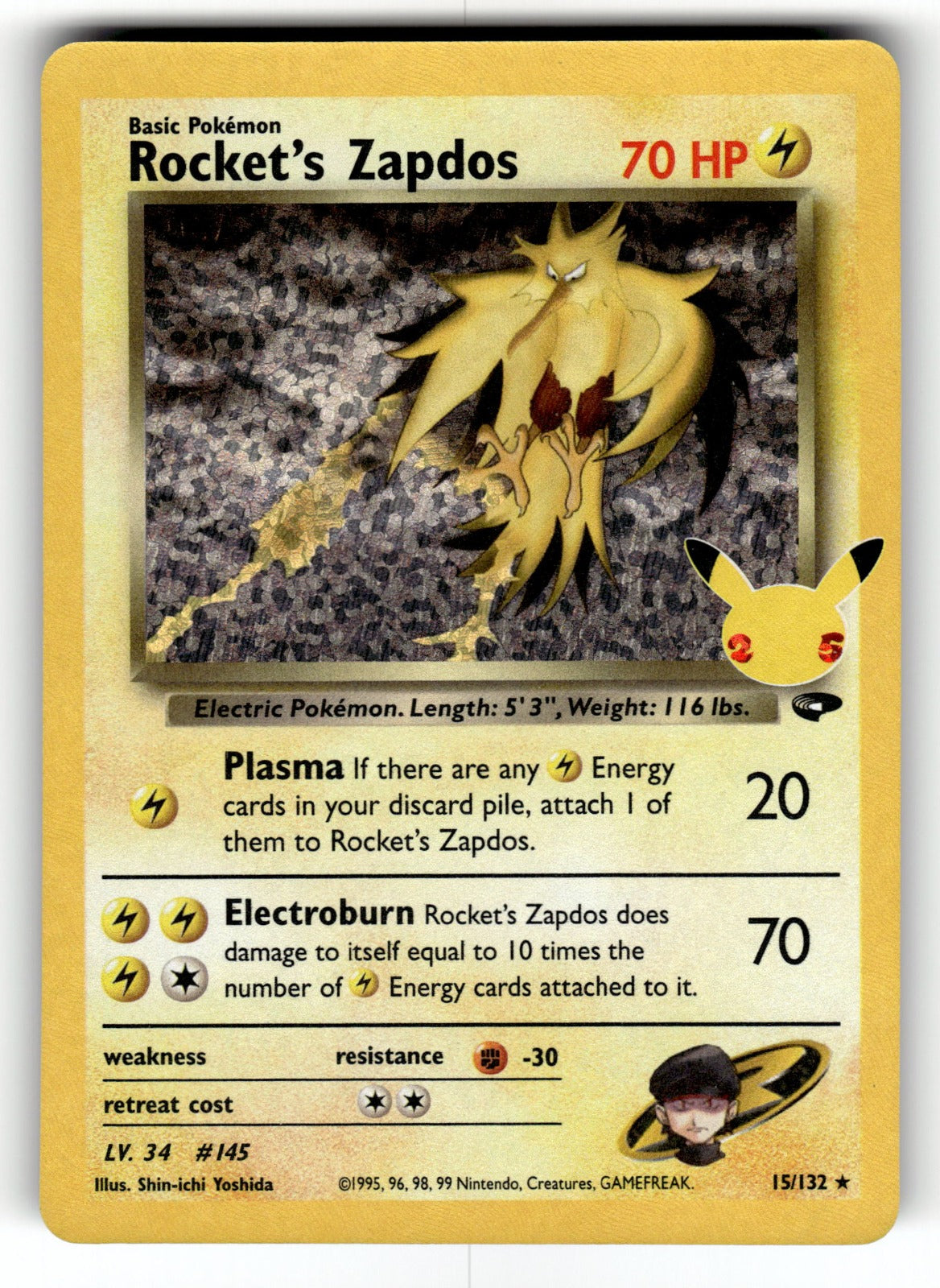 Rocket's Zapdos – 15/132 CCC: Celebrations: Classic Collection Classic Collection Holo NM