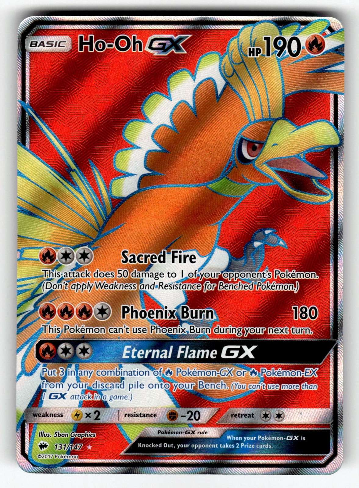 Ho-Oh GX (Full Art) – 131/147 SM03: SM - Burning Shadows Ultra Rare HoloNM