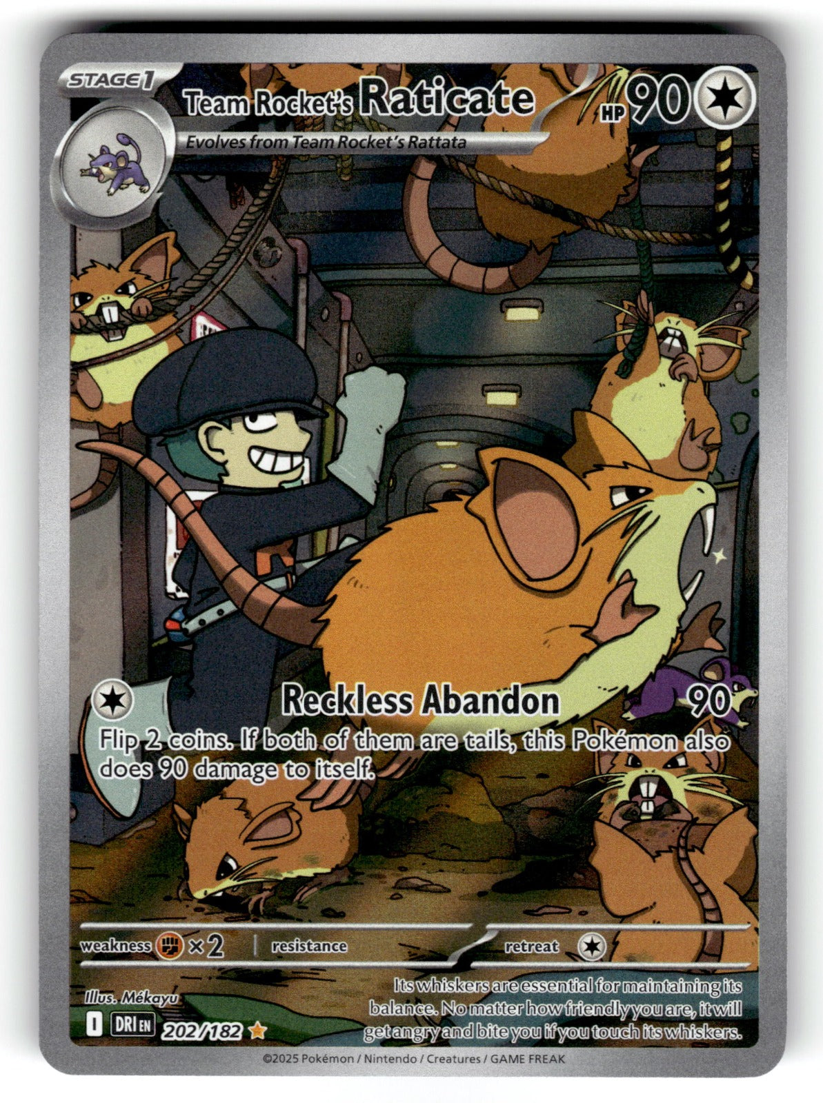 Team Rocket's Raticate – 202/182 DRI: SV10: Destined Rivals Illustration Rare HoloNM