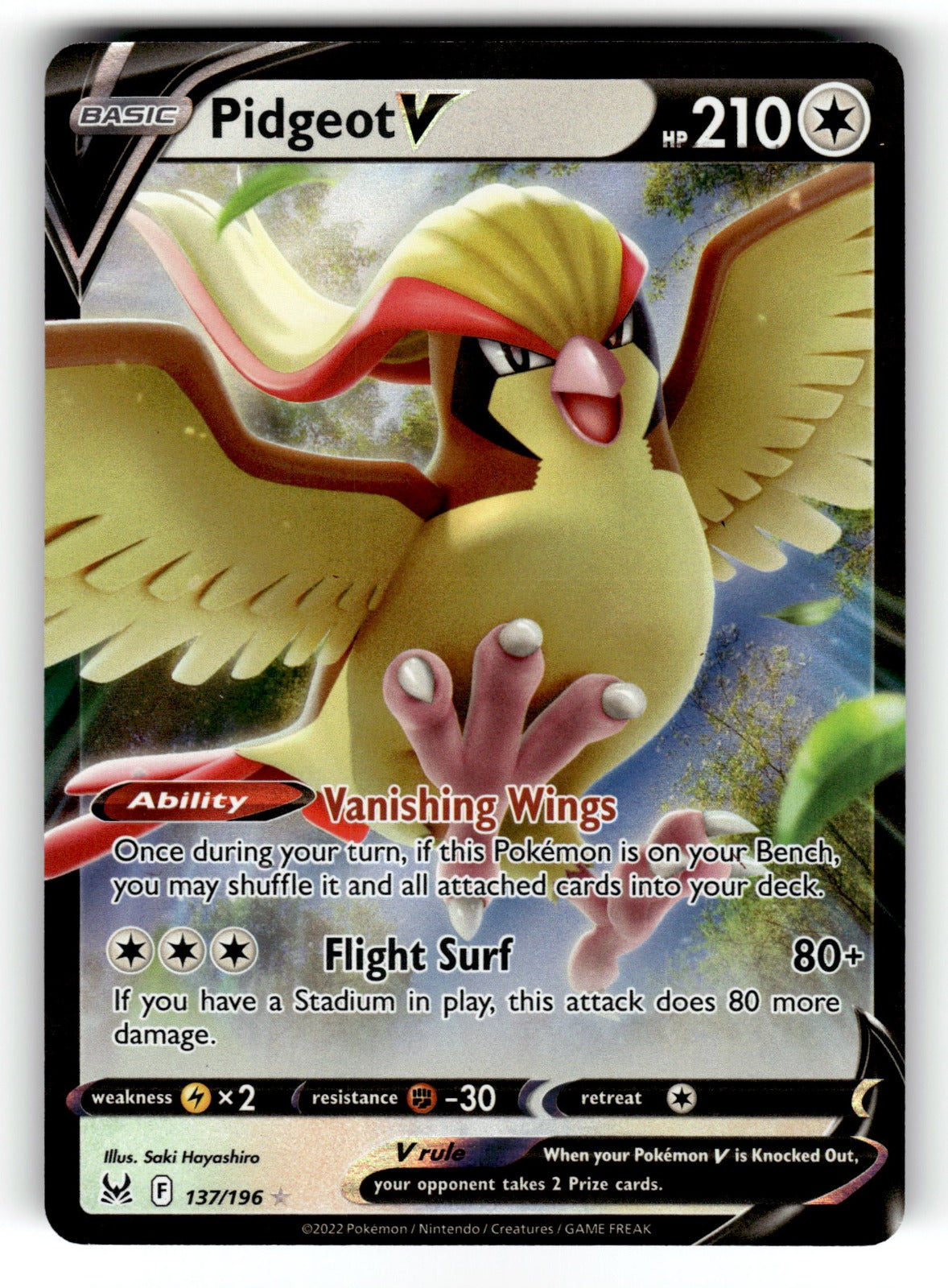 Pidgeot V – 137/196 SWSH11: SWSH11: Lost Origin Ultra Rare Holo NM