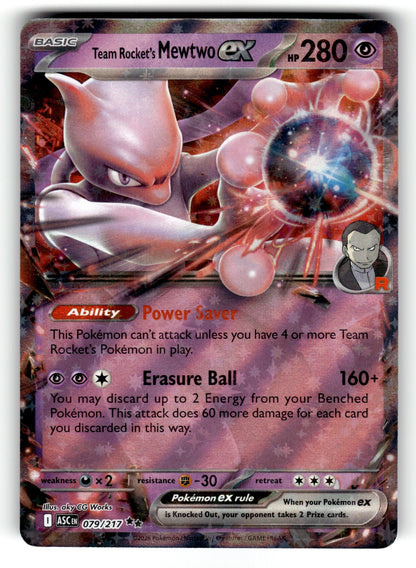 Team Rocket's Mewtwo ex – 079/217 ASC: ME: Ascended Heroes Double Rare Holo NM