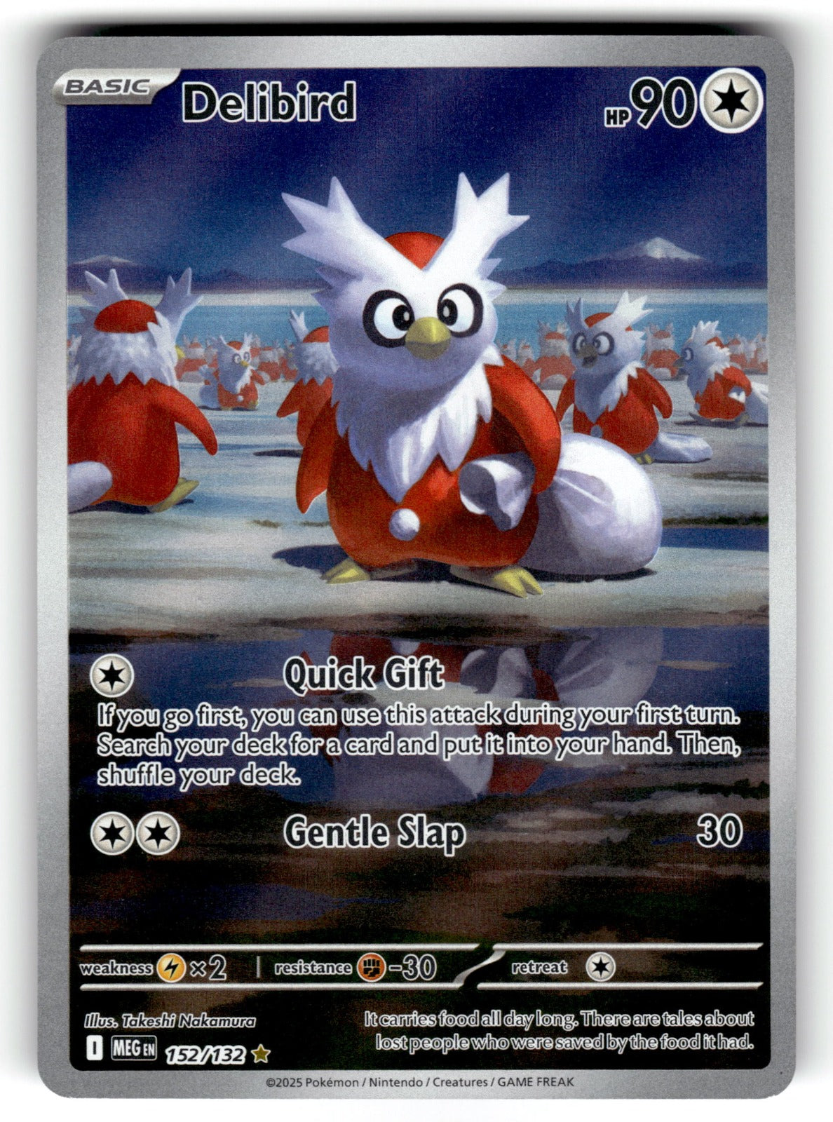 Delibird – 152/132 MEG: ME01: Mega Evolution Illustration Rare HoloNM