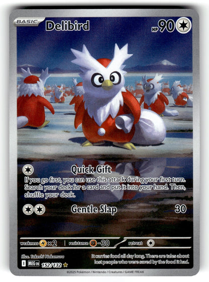 Delibird – 152/132 MEG: ME01: Mega Evolution Illustration Rare HoloNM