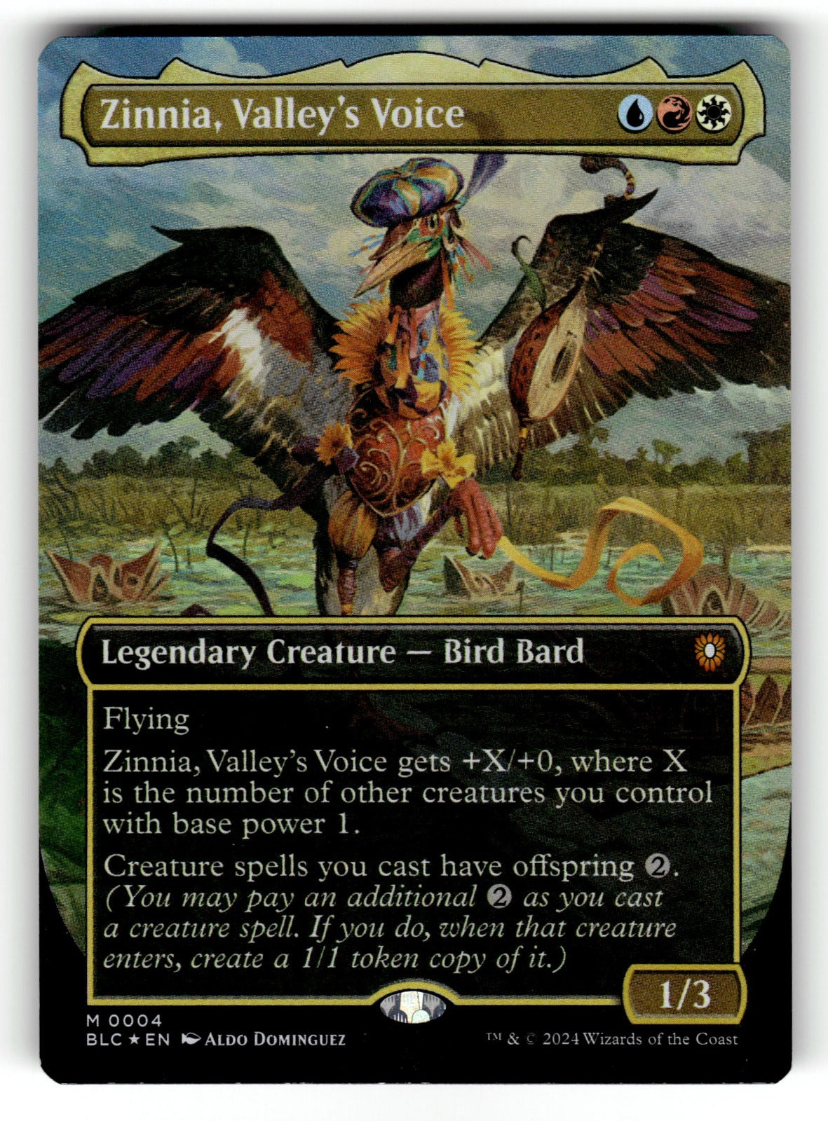 Zinnia, Valley's Voice (Borderless) – 4 BLC: Commander: Bloomburrow M Foil LP