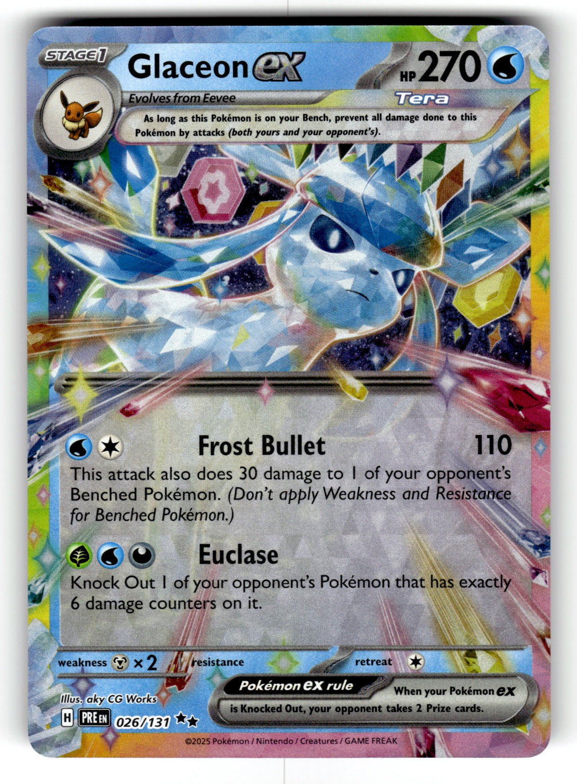 Glaceon ex – 026/131 PRE: SV: Prismatic Evolutions Double Rare Holo NM