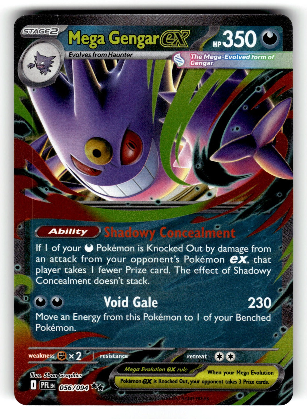 Mega Gengar ex – 056/094 PFL: ME02: Phantasmal Flames Double Rare HoloNM