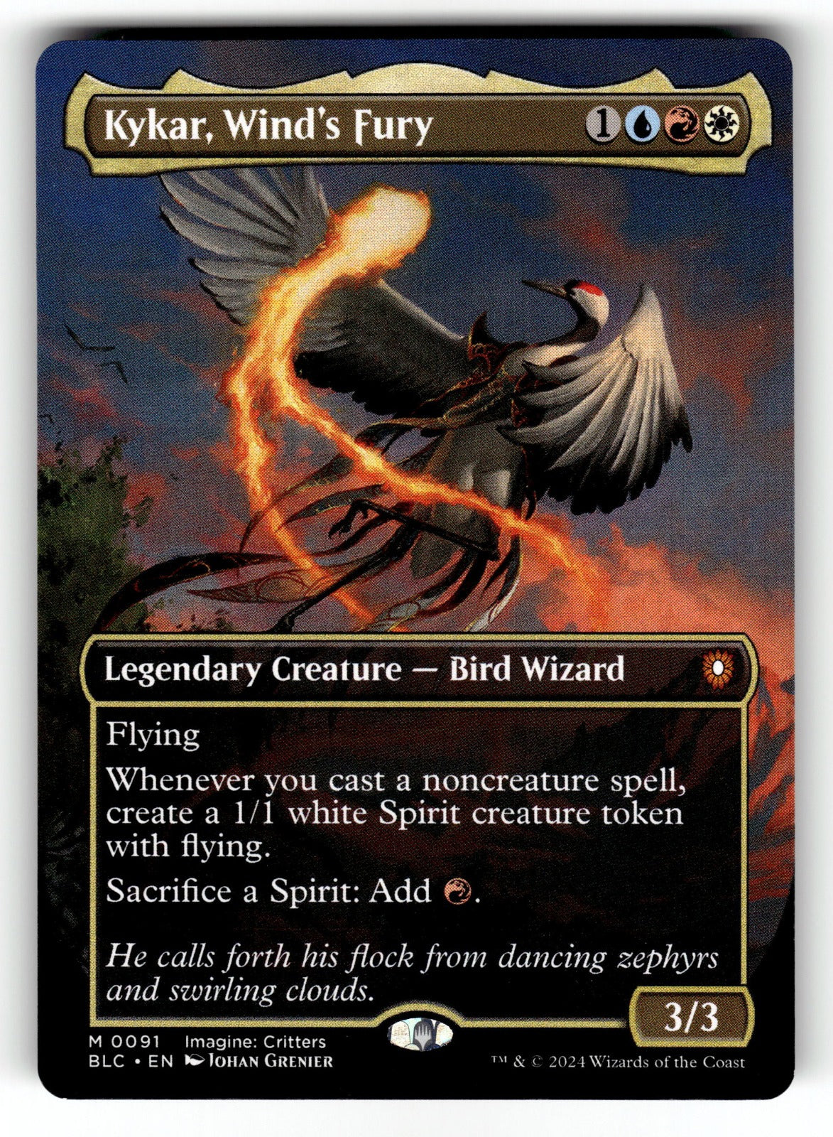 Kykar, Wind's Fury (Borderless) – 91 BLC: Commander: Bloomburrow M NM