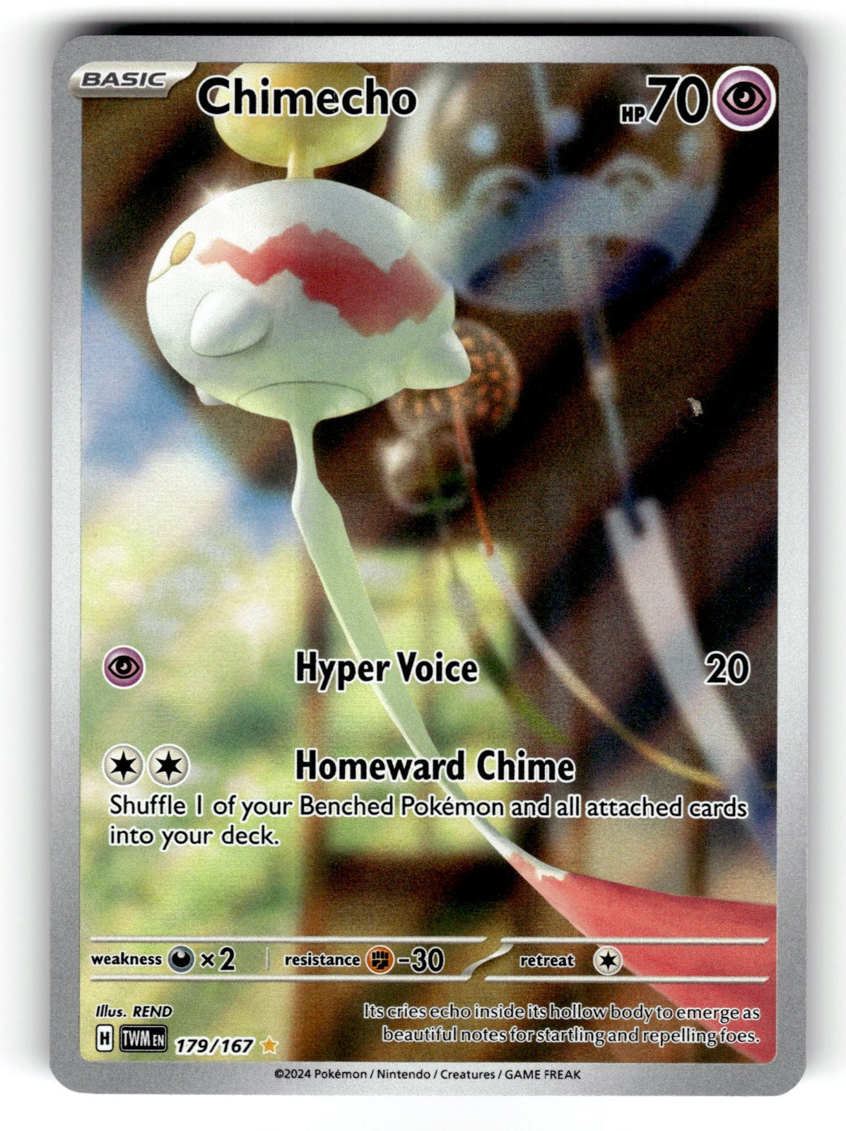 Chimecho – 179/167 TWM: SV06: Twilight Masquerade Illustration Rare Holo NM