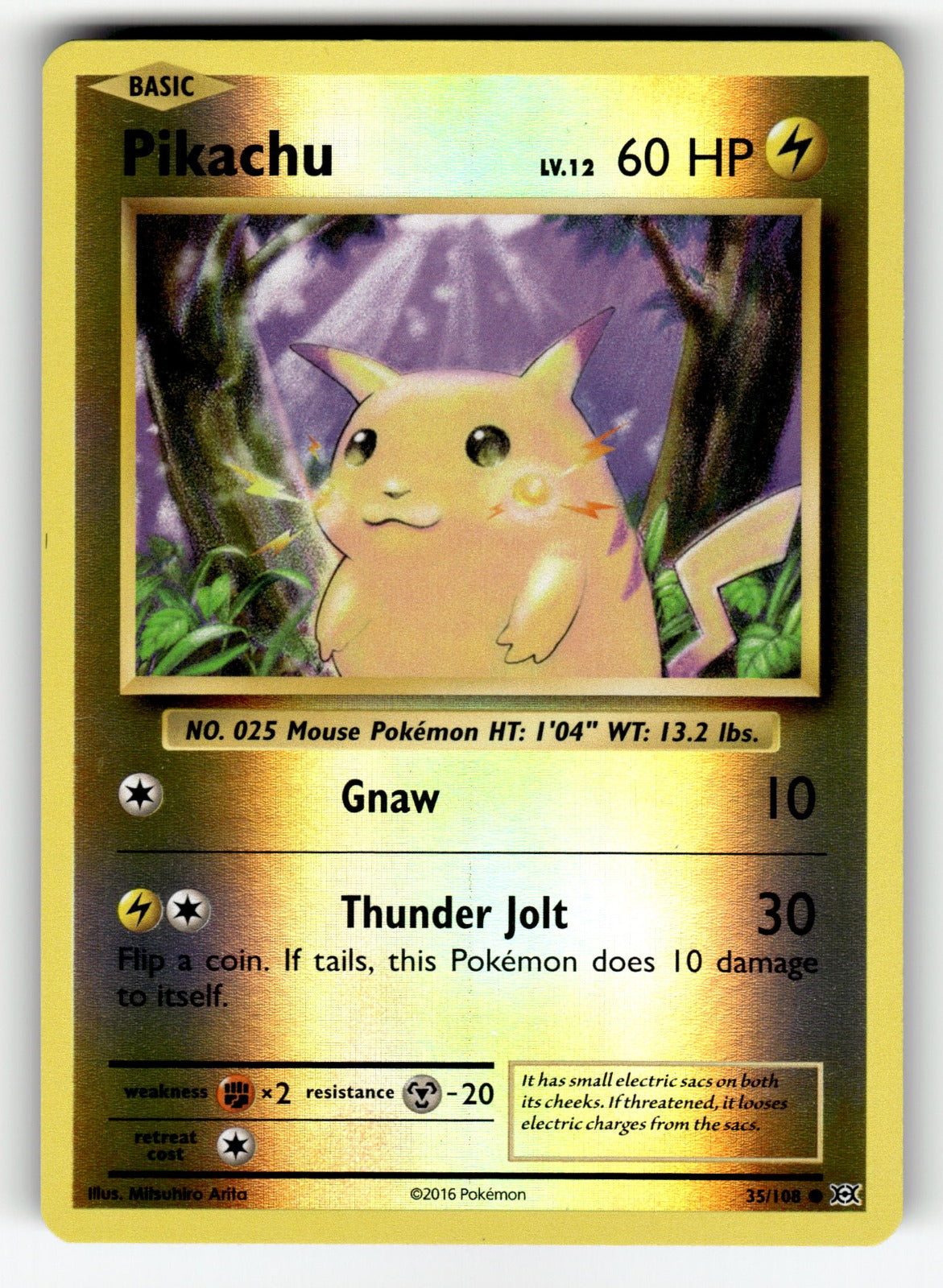 Pikachu – 35/108 EVO: XY - Evolutions Common Reverse Holo NM