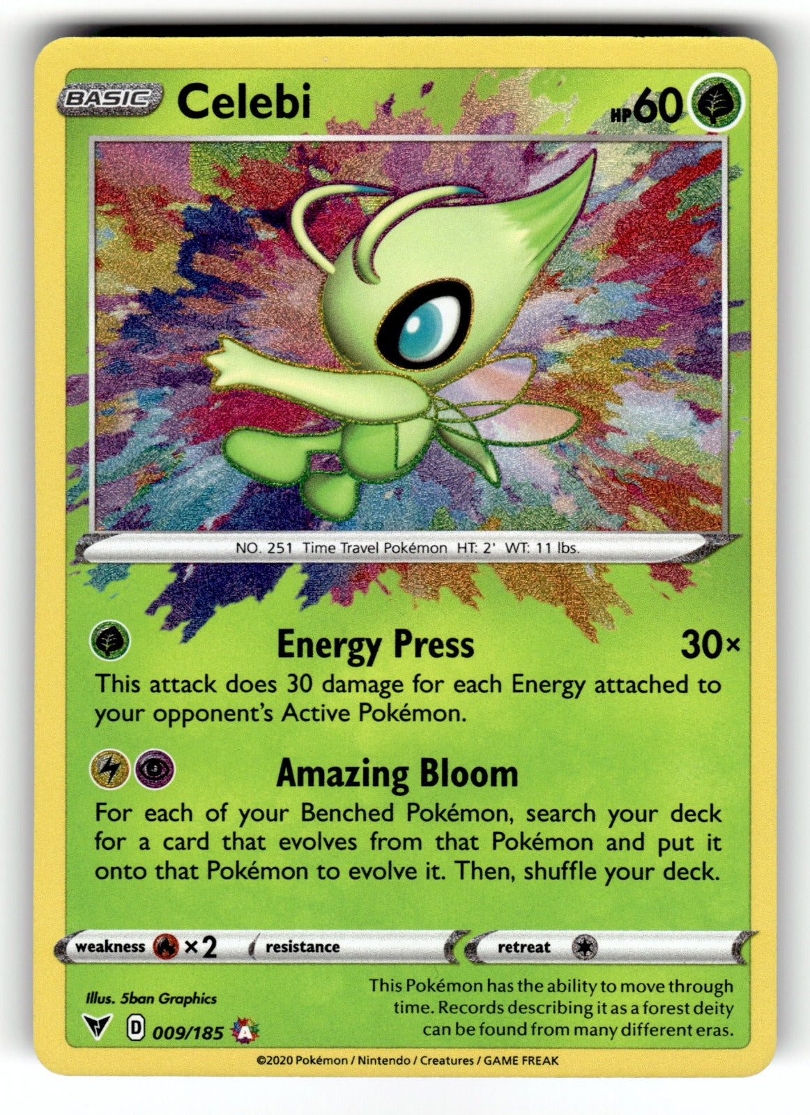 Celebi – 009/185 SWSH04: SWSH04: Vivid Voltage Amazing Rare HoloNM
