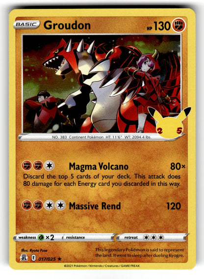Groudon – 017/025 CLB: Celebrations Holo Rare NM