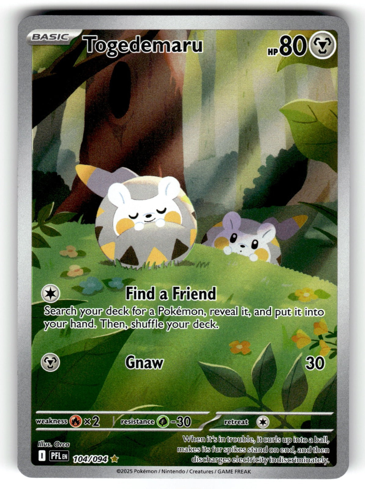Togedemaru – 104/094 PFL: ME02: Phantasmal Flames Illustration Rare HoloNM