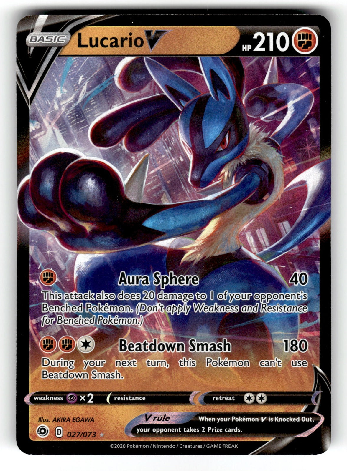 Lucario V – 27/73 CHP: Champion's Path Ultra Rare Holo NM