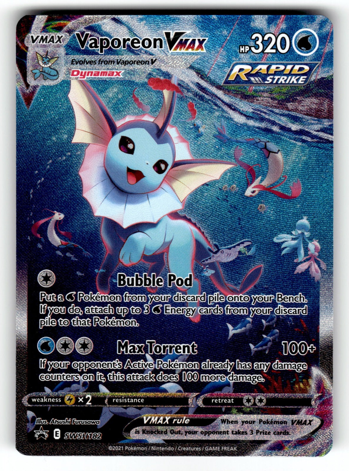 Vaporeon VMAX – SWSH182 SWSD: SWSH: Sword & Shield Promo Cards Promo Holo NM
