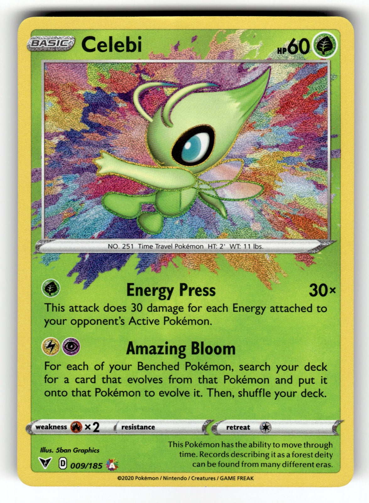 Celebi – 009/185 SWSH04: SWSH04: Vivid Voltage Amazing Rare HoloNM
