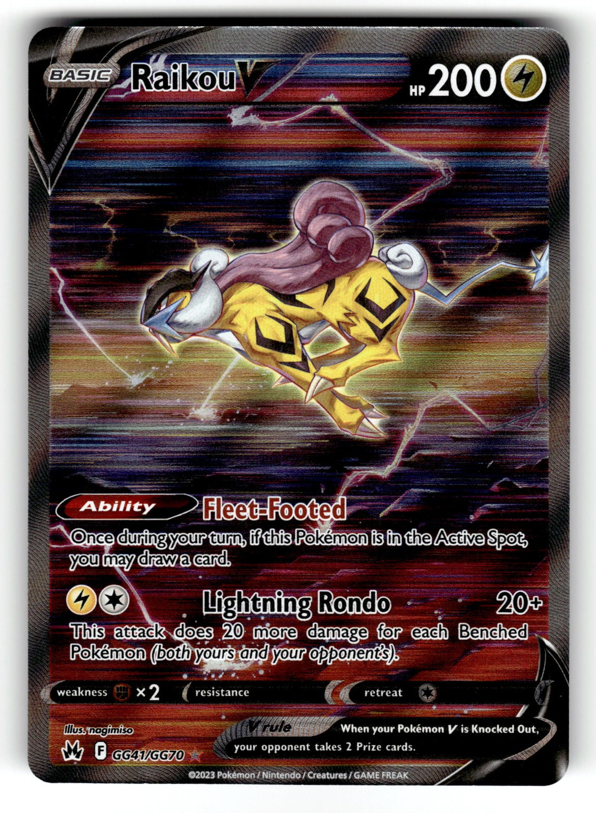 Raikou V – GG41/GG70 CRZ:GG: SWSH: Crown Zenith: Galarian Gallery Ultra Rare Holo NM
