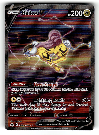 Raikou V – GG41/GG70 CRZ:GG: SWSH: Crown Zenith: Galarian Gallery Ultra Rare Holo NM