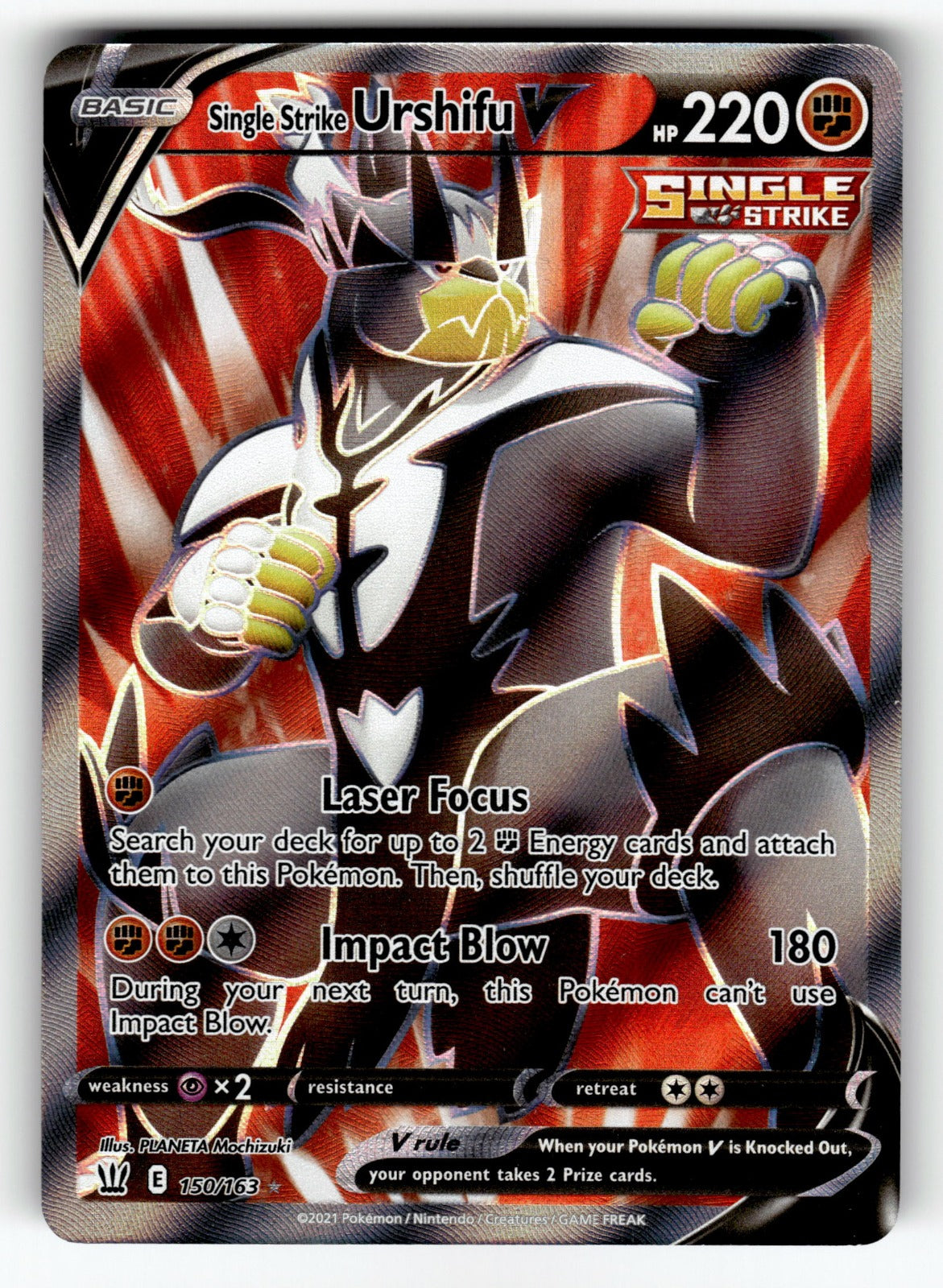 Single Strike Urshifu V (Full Art) - 150/163 SWSH05: SWSH05: Battle Styles Ultra Rare Holo NM