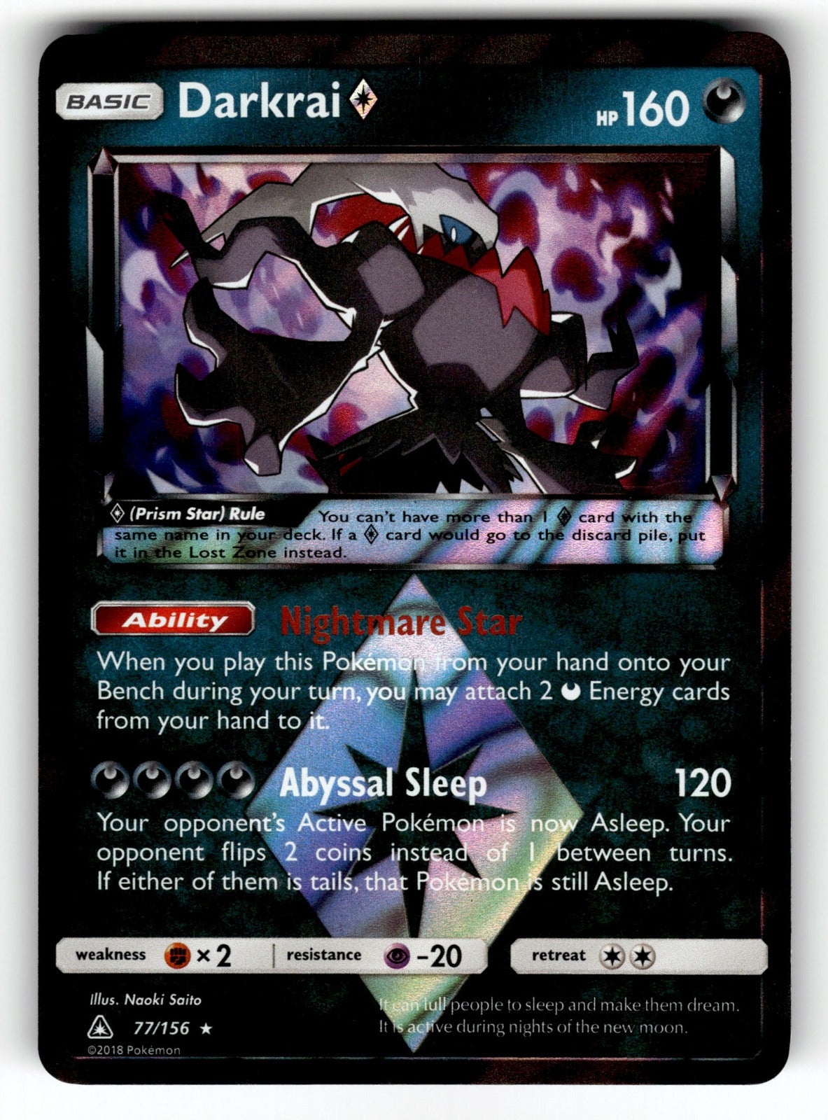 Darkrai Prism Star – 77/156 SM05: SM - Ultra Prism Prism Rare Holo NM