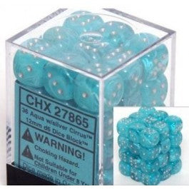 Chessex: Cirrus Aqua/Silver 12Mm D6 Dice Block