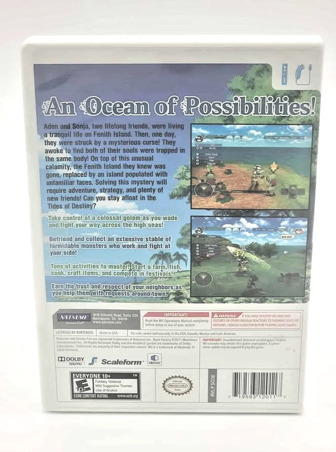 Rune Factory: Tides of Destiny (Nintendo Wii, 2011) w/ manual