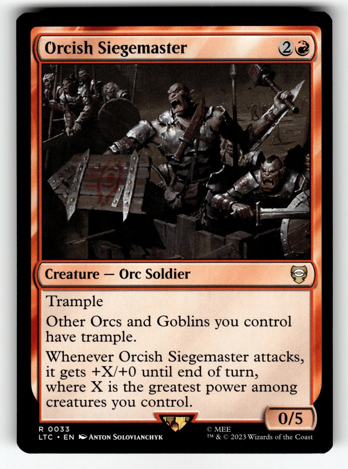 Orcish Siegemaster – 33 LTC: Commander: The Lord of the Rings: Tales of Middle-earth R NM