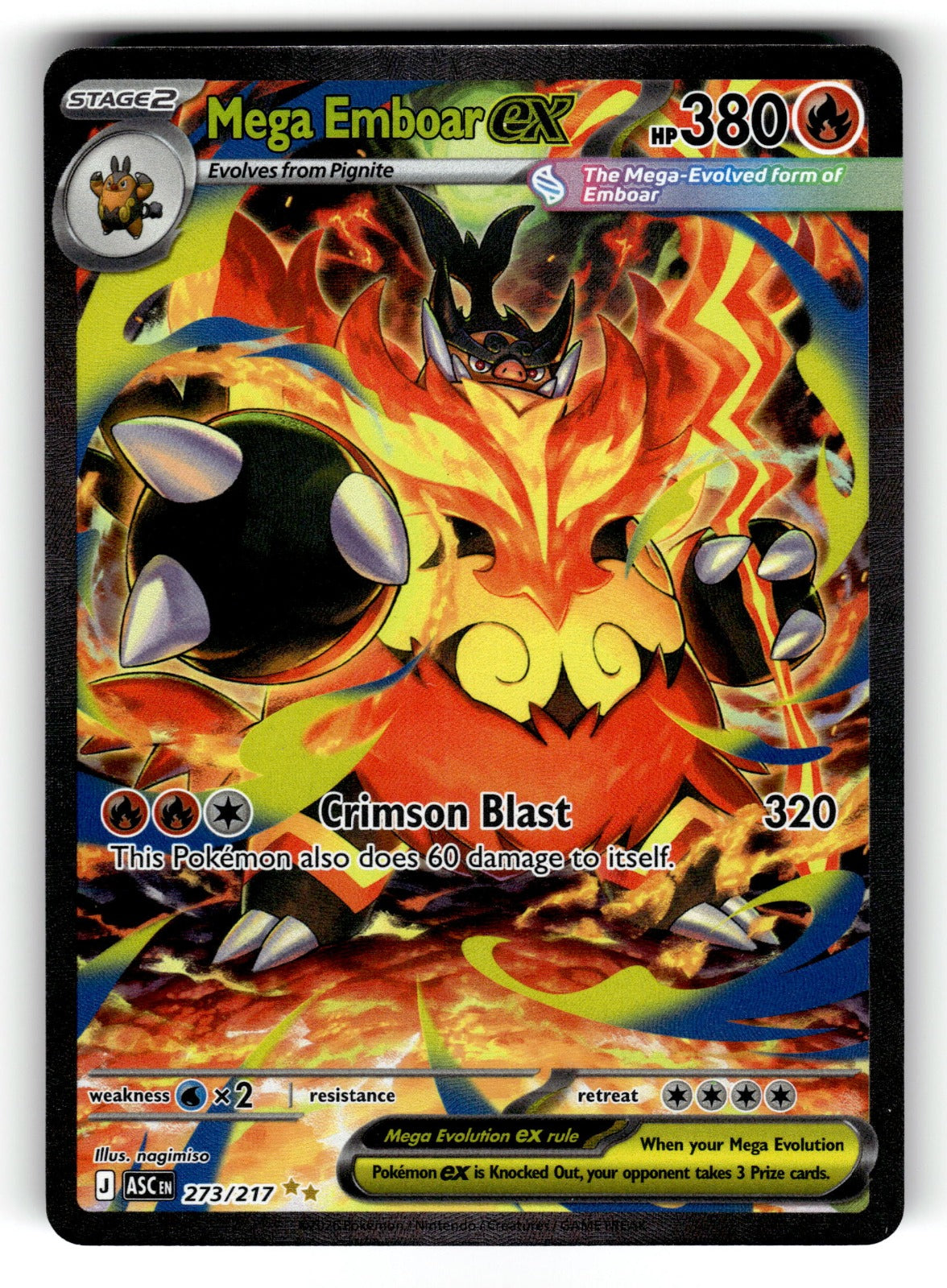 Mega Emboar ex – 273/217 ASC: ME: Ascended Heroes Special Illustration Rare Holo NM