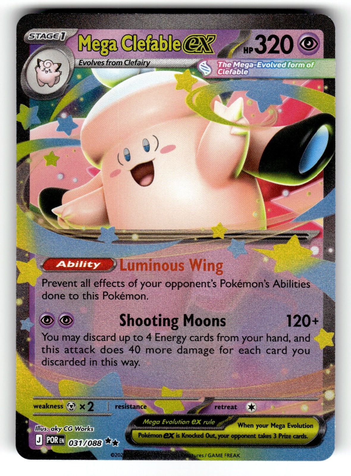 Mega Clefable ex – 031/088 POR: ME03: Perfect Order Double Rare Holo NM