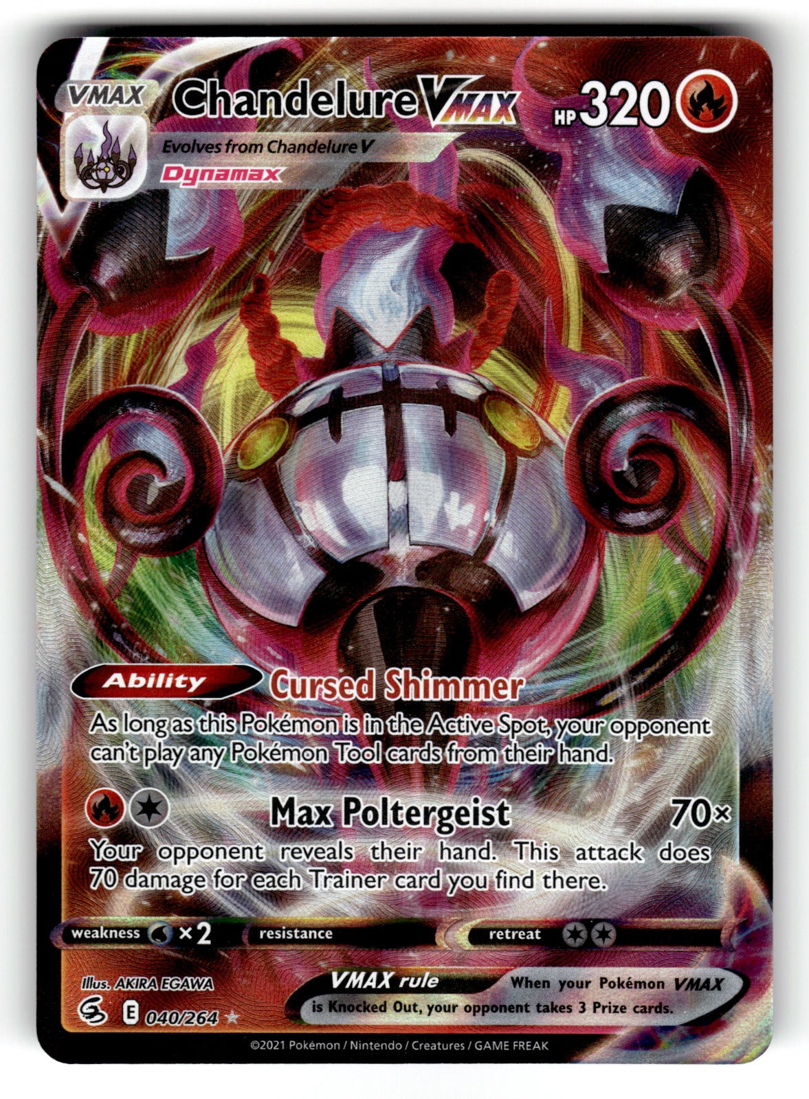 Chandelure VMAX – 040/264 SWSH08: SWSH08: Fusion Strike Ultra Rare Holo NM