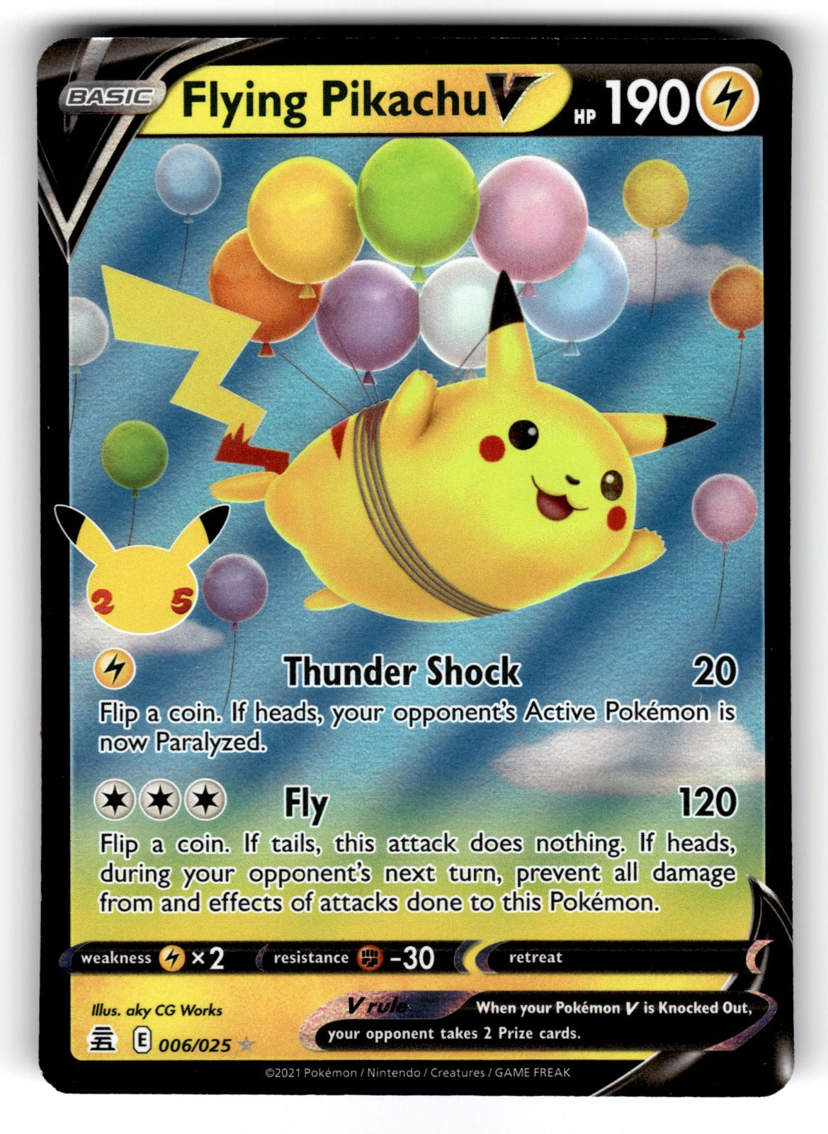 Flying Pikachu V – 006/025 CLB: Celebrations Ultra Rare Holo NM