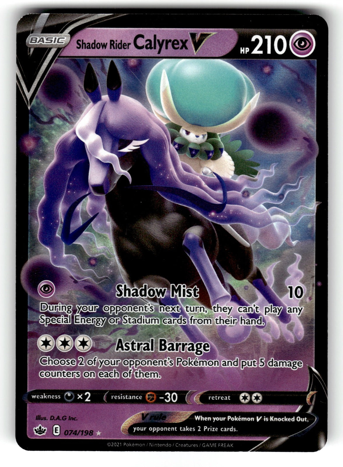Shadow Rider Calyrex V – 074/198 SWSH06: SWSH06: Chilling Reign Ultra Rare Holo NM