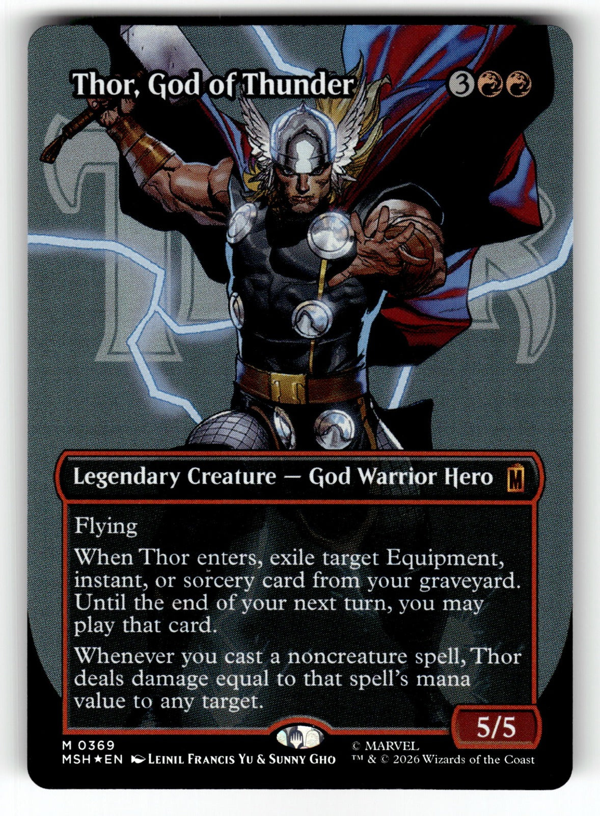 Thor, God of Thunder (Borderless) – 369 MSH: Marvel Super Heroes M Foil NM